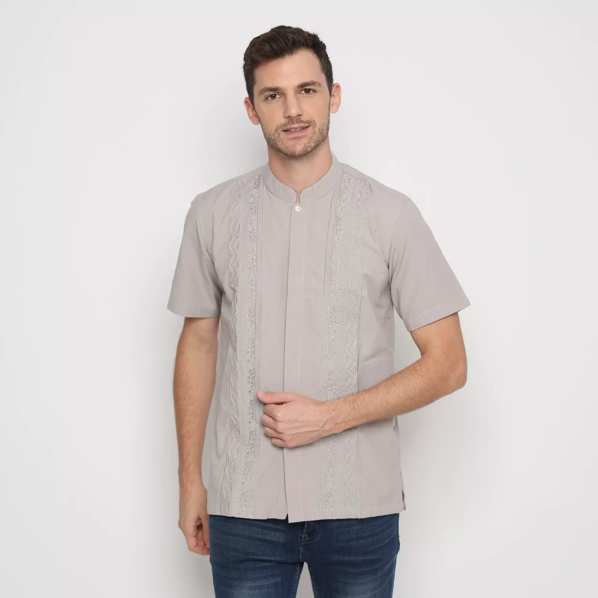Platini Kemeja Koko Pria Lengan Pendek Katun Abu 931232