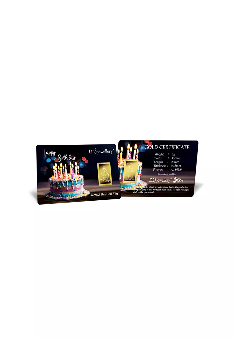 5G Gold Collection 999.9/24K Happy Birthday Series Gold Bar (1g)