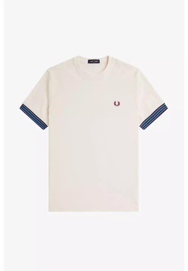 Fred Perry M7707 Striped Cuff T-Shirt (Ecru)