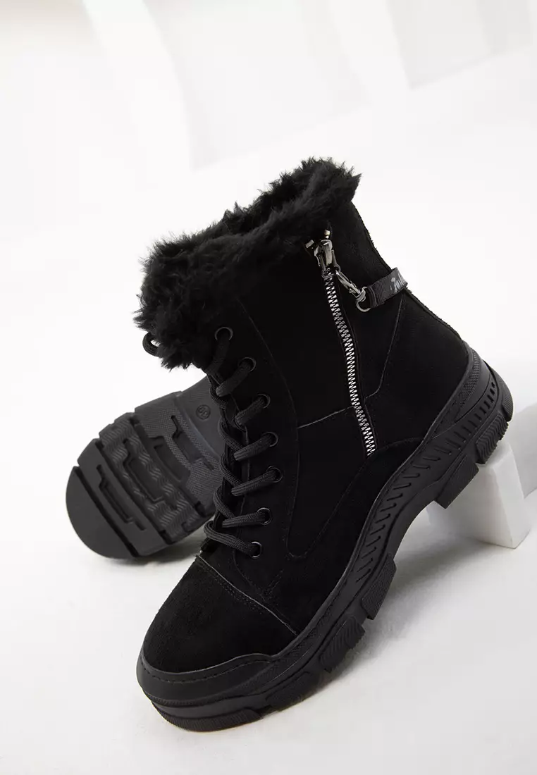 Women's Black Suede Boots - 20007 Model Bootie