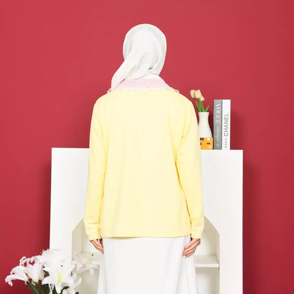 More Knit Cardigan Kerah Kemeja 2 in 1 - Soft Yellow M19938 R53S1
