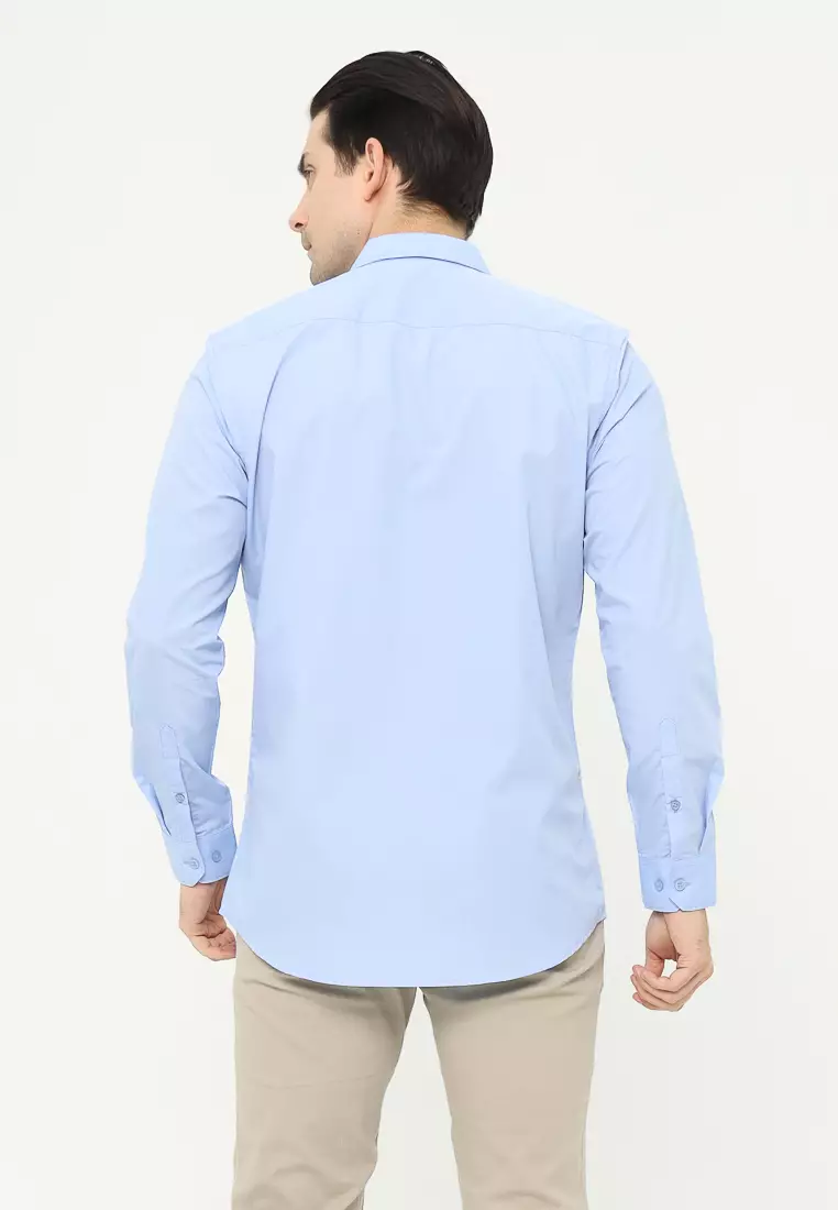 MAGINOT Kemeja Pria Basic Polos Panjang LIGHT BLUE
