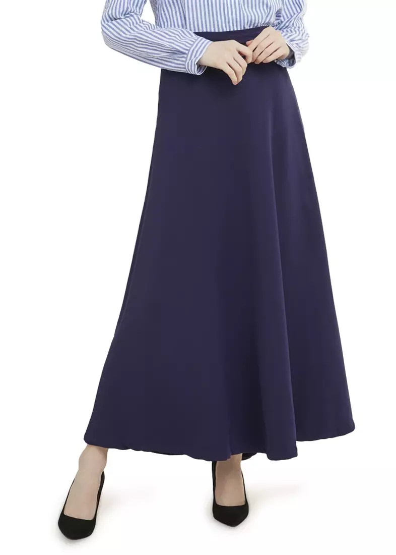 Viani Maxi Skirt Plain Rok Panjang Bawahan Wanita Relaxed Fit - Navy