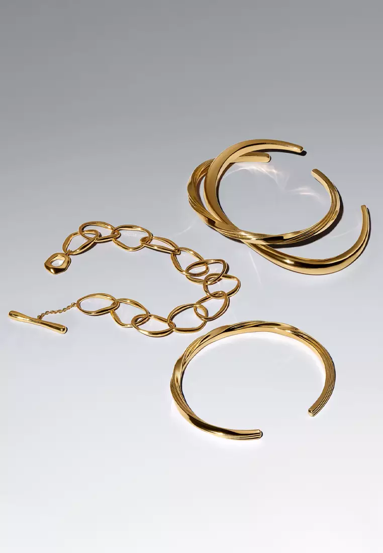 Buy PANDORA Pandora Essence 14K Gold Plated Twisted Open Bangle