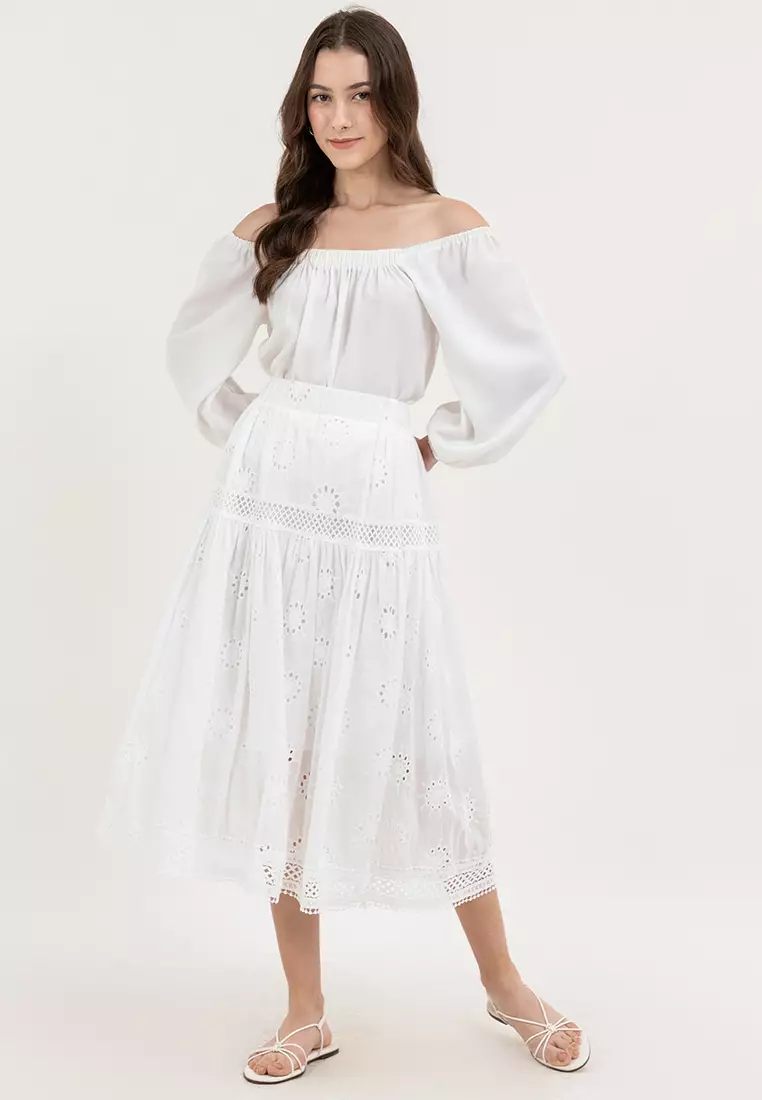 Ella Eyelet Long Skirt