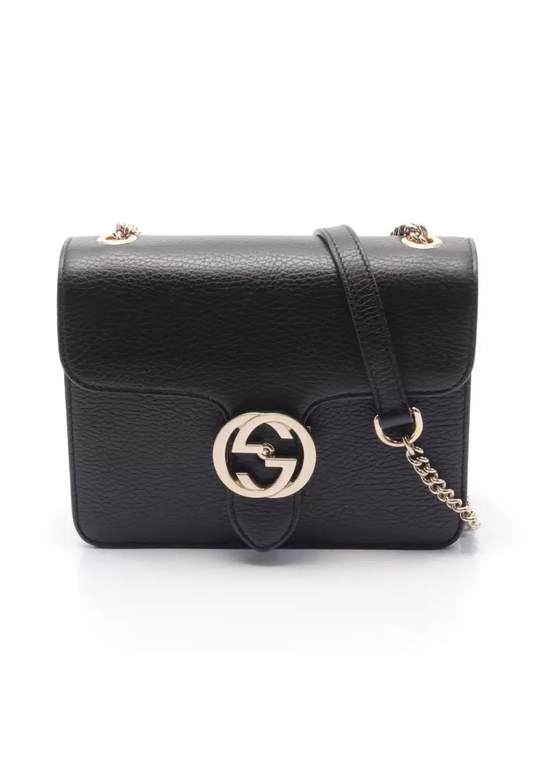 Gucci Pre loved GUCCI Interlocking G chain shoulder bag leather