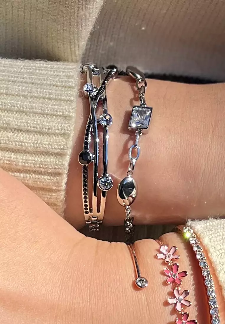 Oval Square Zirconia Bling Bracelet in White Gold