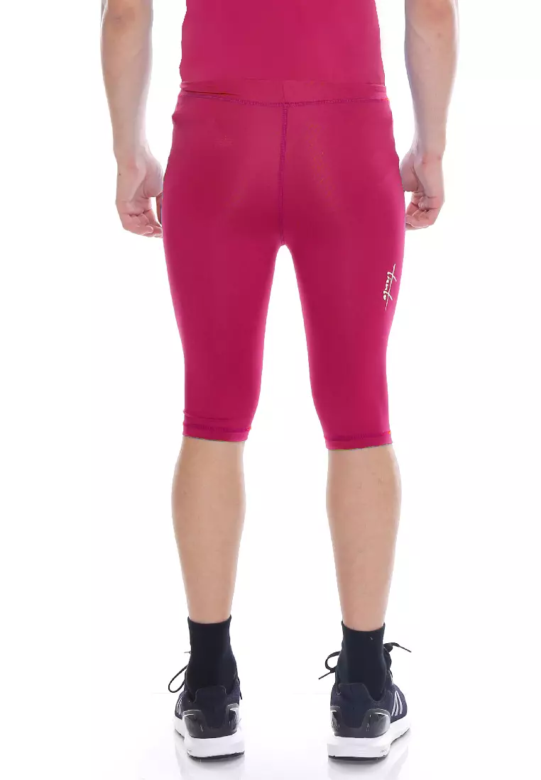 Tiento Man Compression Half Pants Pink Celana Legging Leging Selutut Pria Olahraga Original