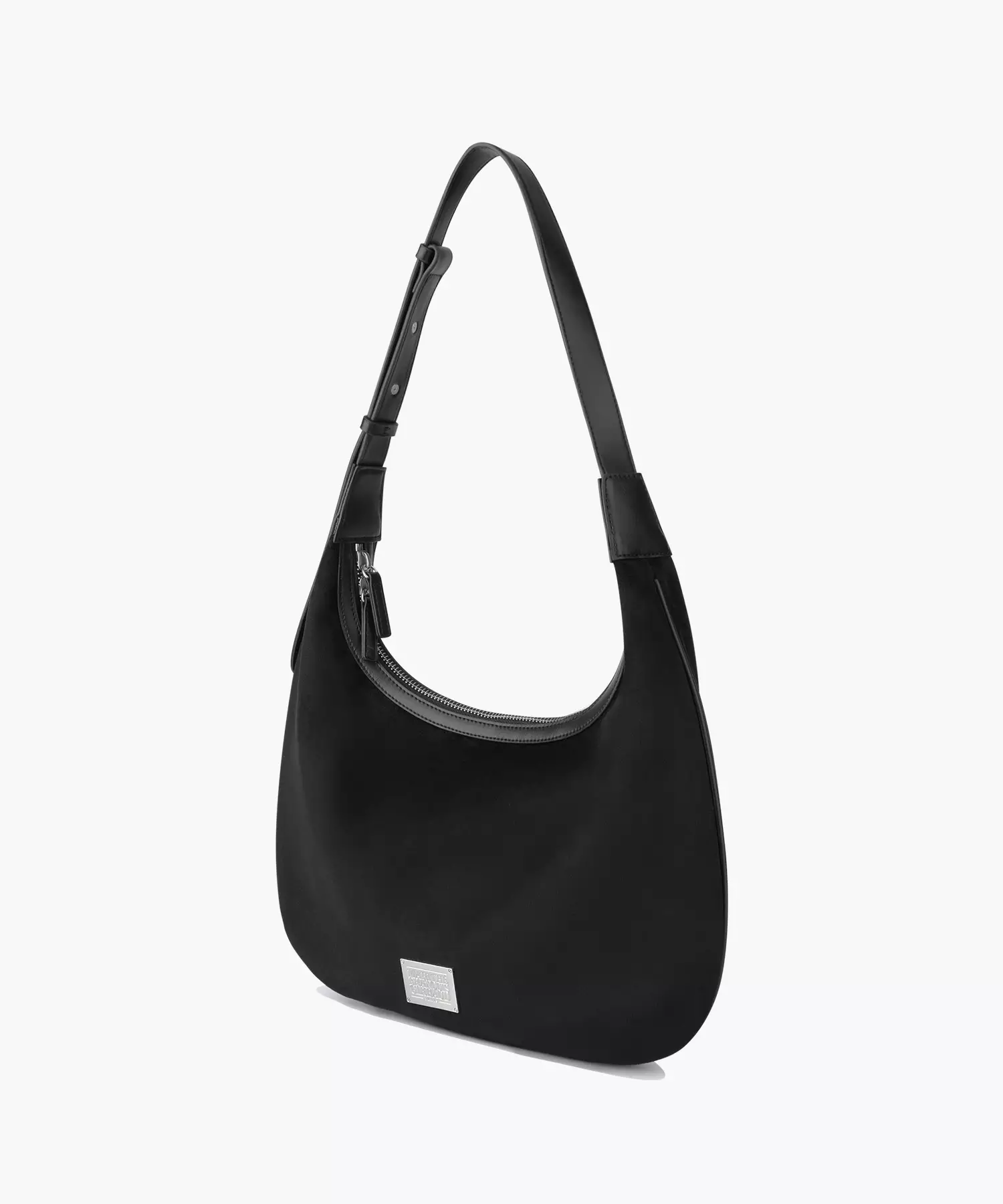 CLASSIC LOGO ROUND SUEDE SHOULDER BAG black