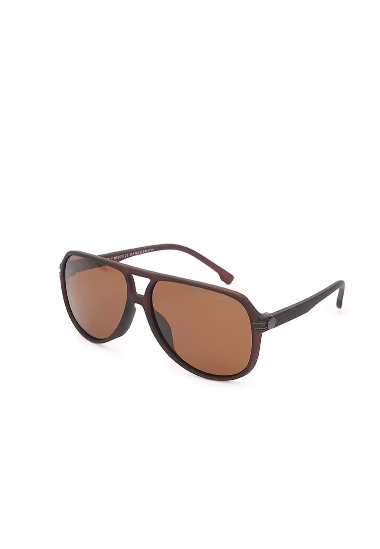 Unisex Casual Polarized Aviator Sunglasses - Matte Tea