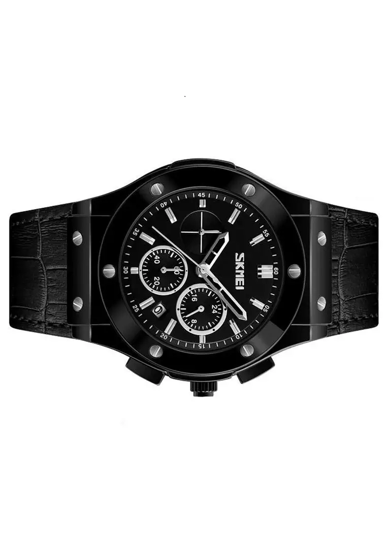 Jam Tangan Analog Elegan Pria Waterproof 30m Strap Tali Material PU Leather MM99 ORIGINAL