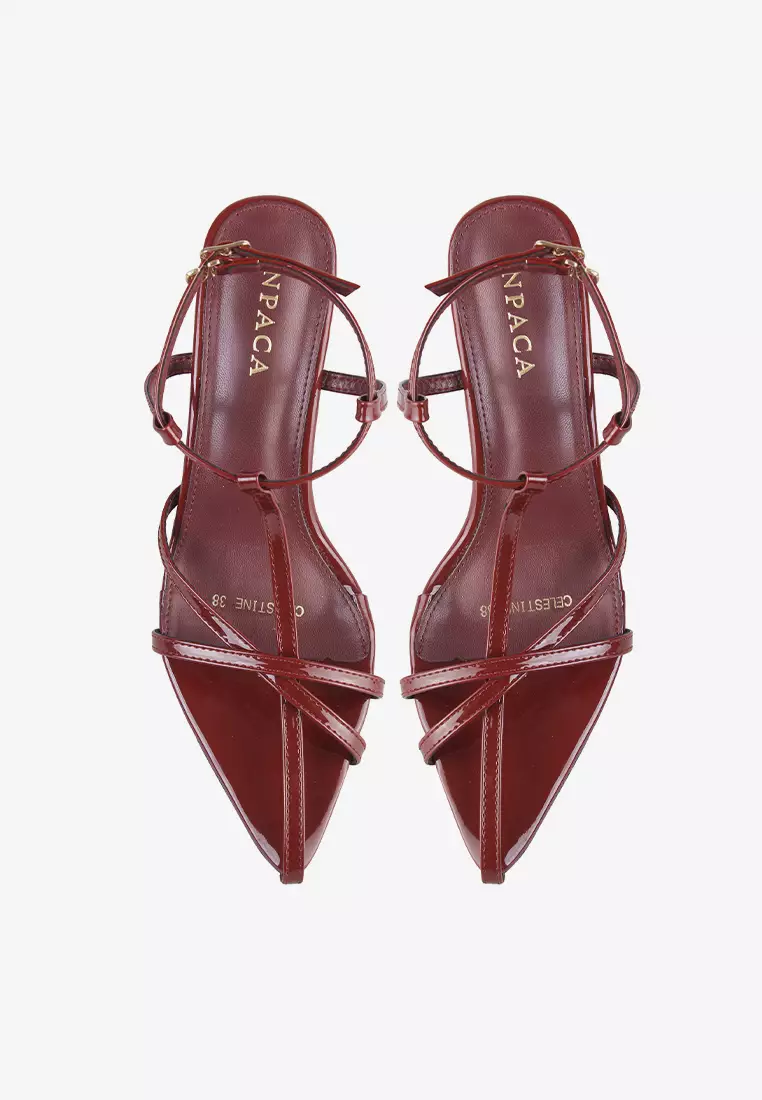 Celestine Pointy Strappy Spool Heels Tali Pesta