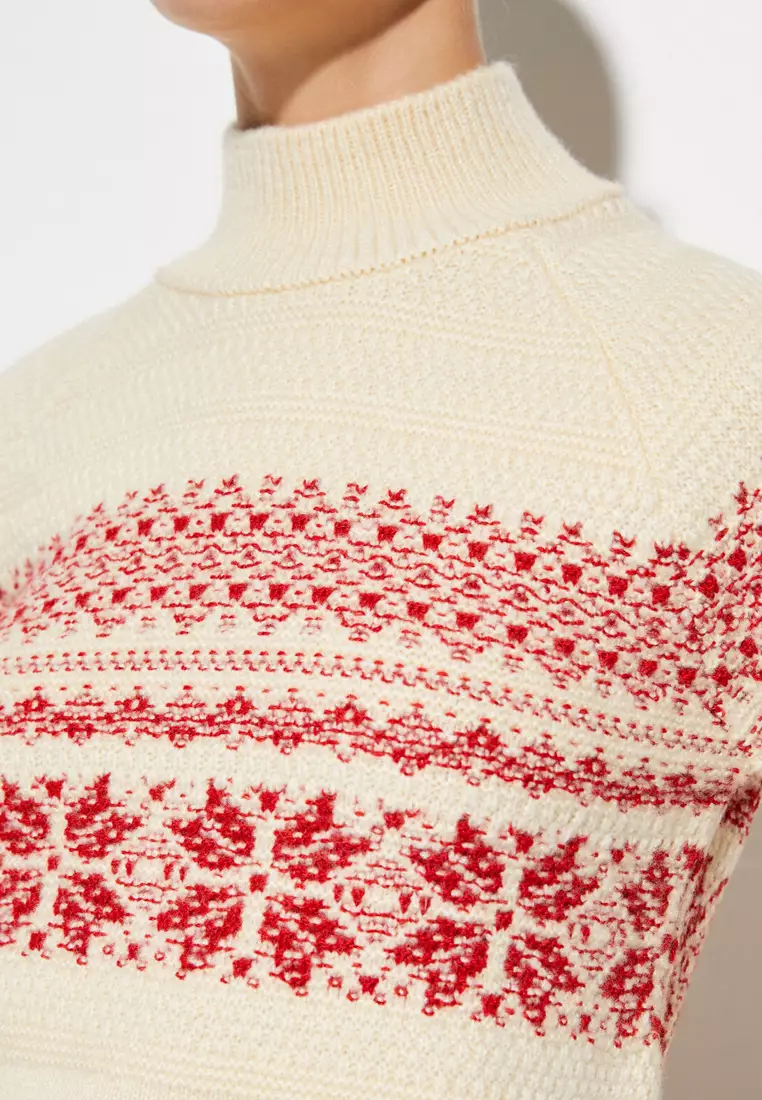 Turtleneck Sweater Knit Textured Pattern