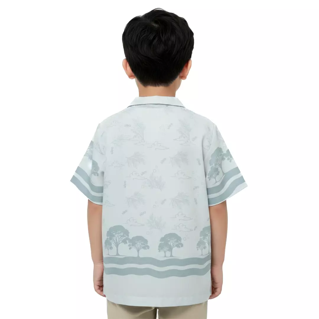 Rabbani - Kemeja Koko Kemkid Anak Laki-Laki Lengan Pendek Bani Batuta Akash - Dusty Blue