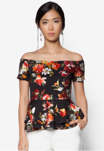 露肩花卉圖案上衣zalora時尚購物網的koumi koumi, 服飾, 上衣