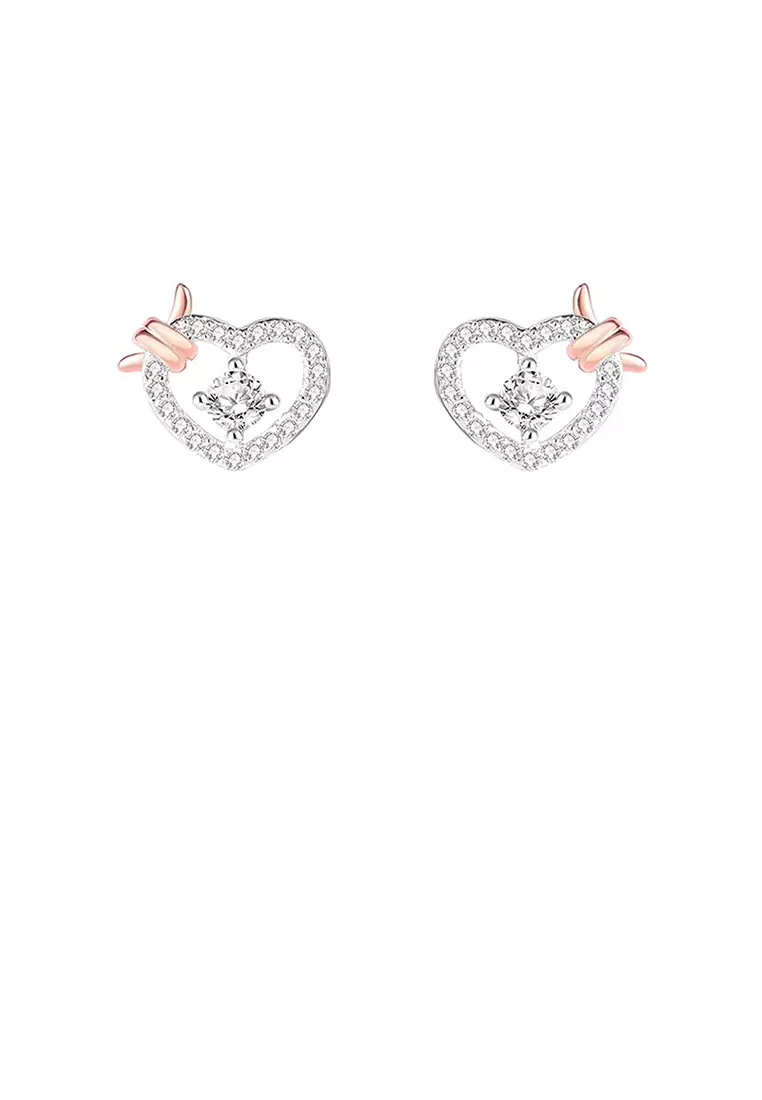 Buy Glamorousky 925 Sterling Silver Simple Sweet Knotted Heart Stud