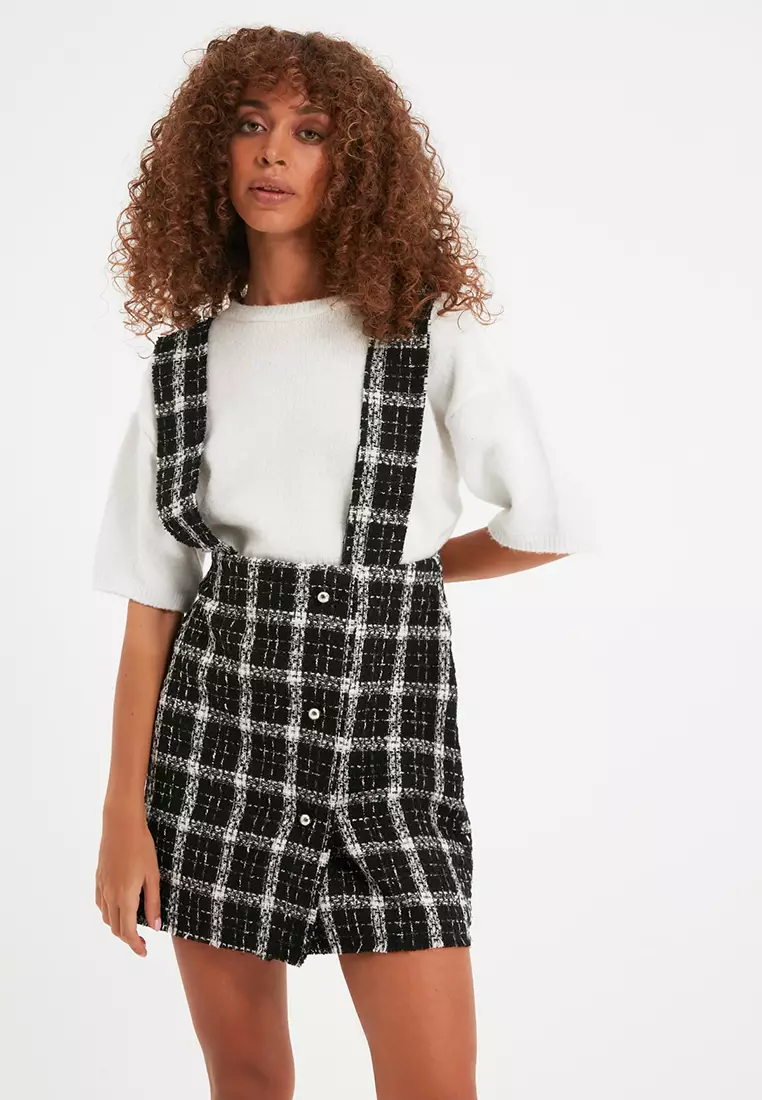 Tweed top dungaree skirt