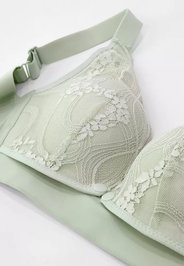 Mint Green Lace Front Snap Nursing Bra