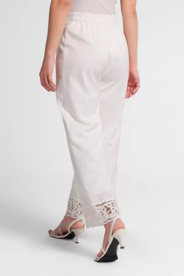 MINIMAL - Shireene - Celana Lurus Kombinasi Lace - Off White