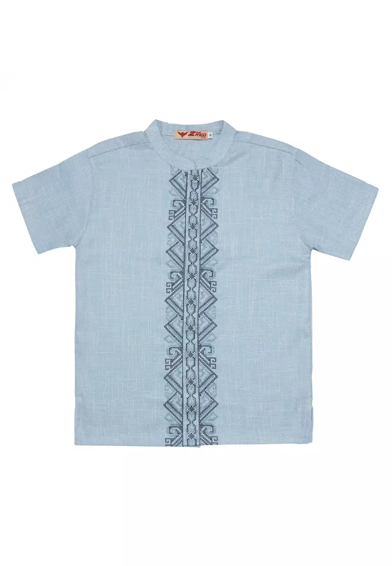 Baju Koko Anak Laki Bordir Angle Blue Setelan - NOBLE