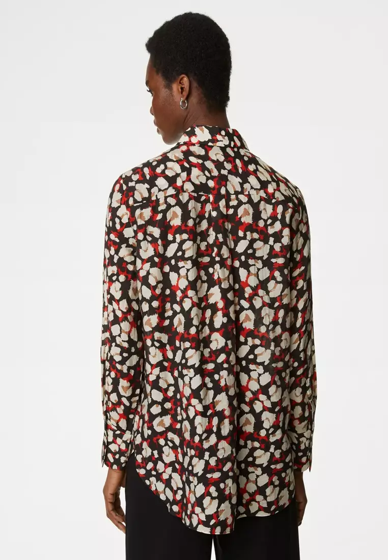 Lyocell™ Rich Printed Tie Front Shirt