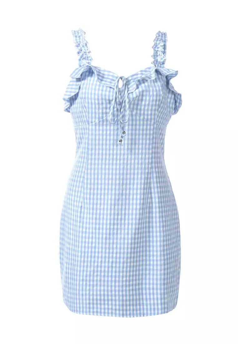 White and blue gingham dress hotsell