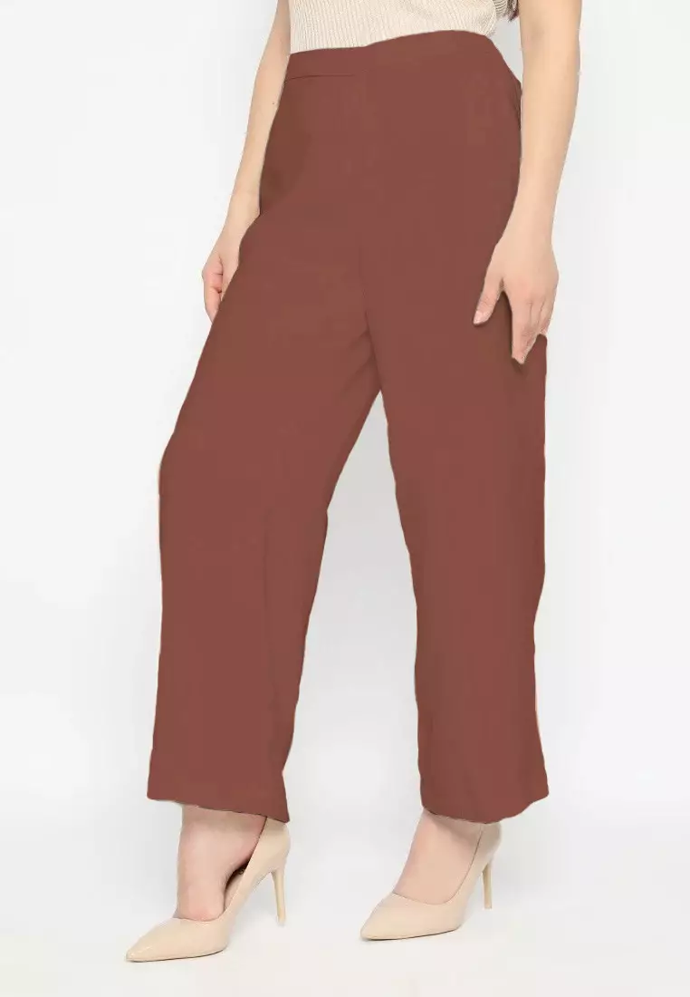 Celana Kulot Wanita Polos Bahan Jatuh Teracotta By Brilliant Girl Warna Teracotta