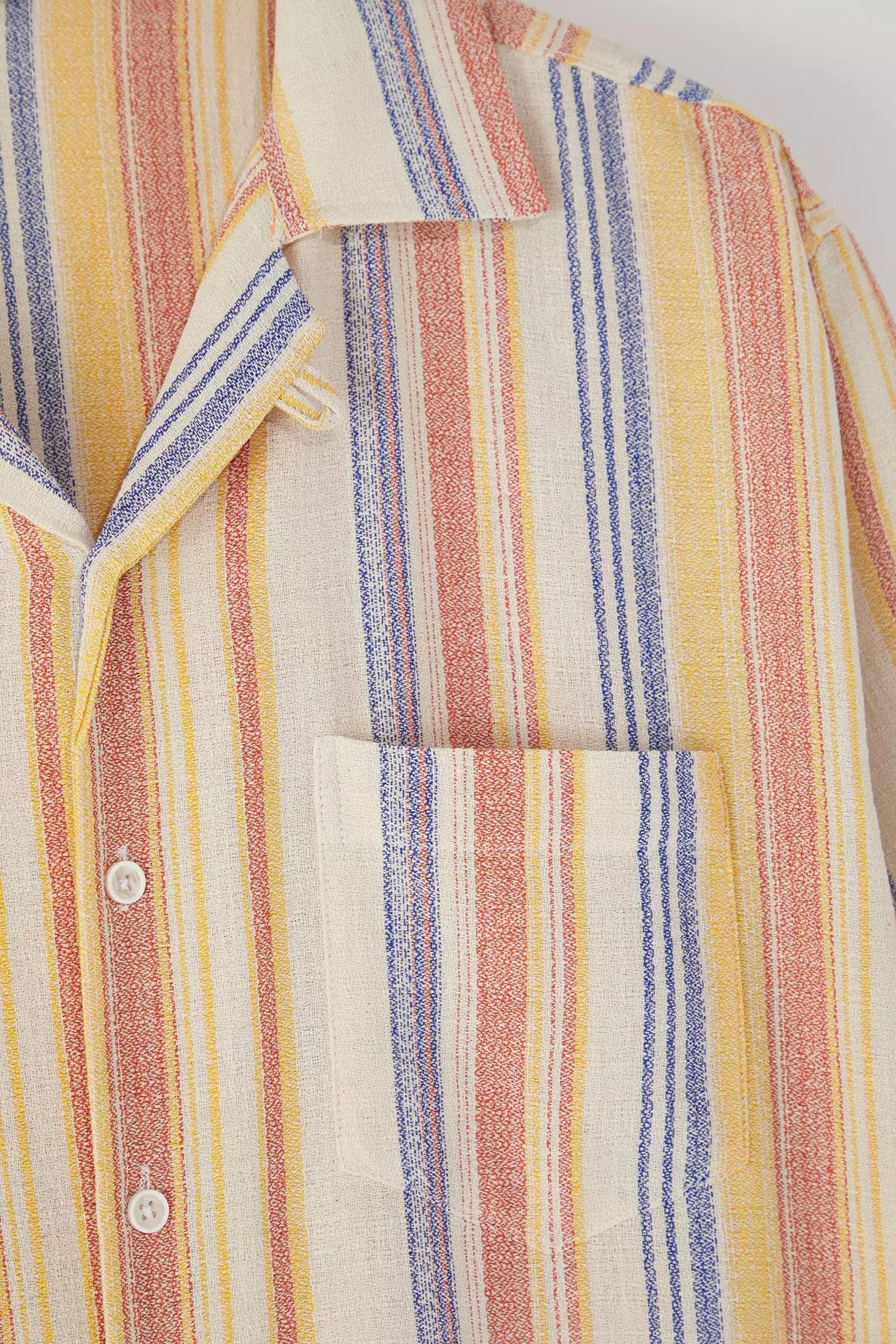 Multicolored Oversize Fit Striped Textured Fabric Summer Linen Look Men's Shirt TMNSS25GO00065