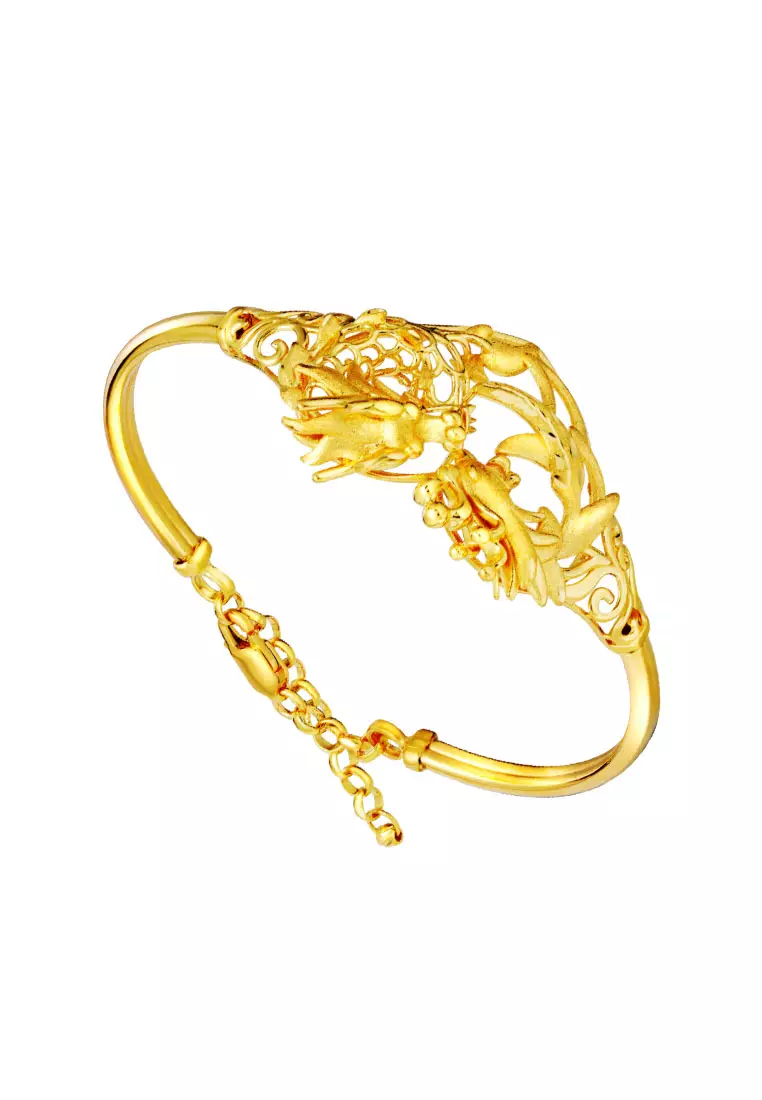 TOMEI Dragon and Phoenix Bangle, Yellow Gold 916