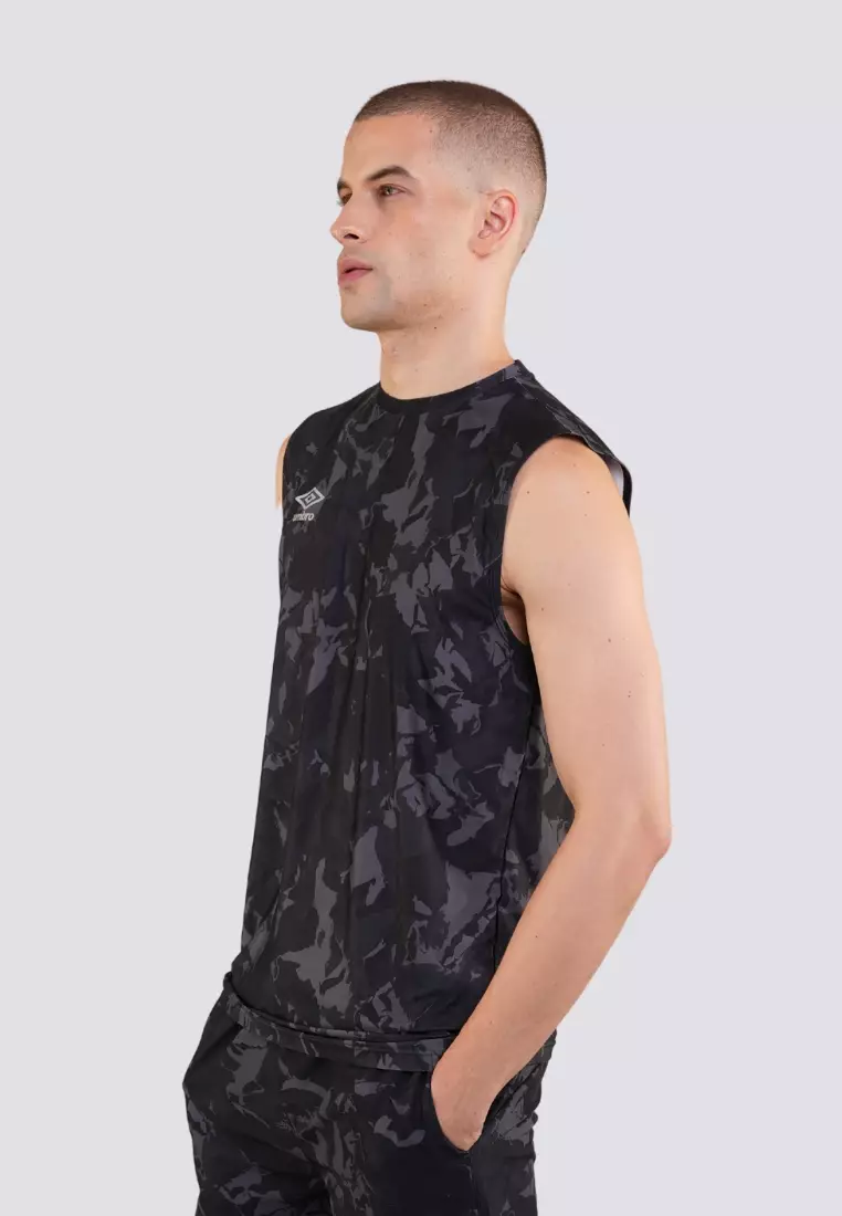 Printed Muscle Tank Top with Round Neck Activewear for Men
