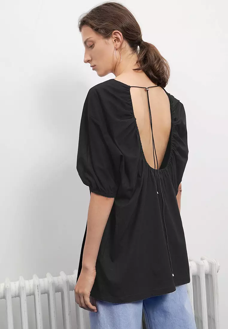 Dropped Shoulder Tie Back T-Shirt