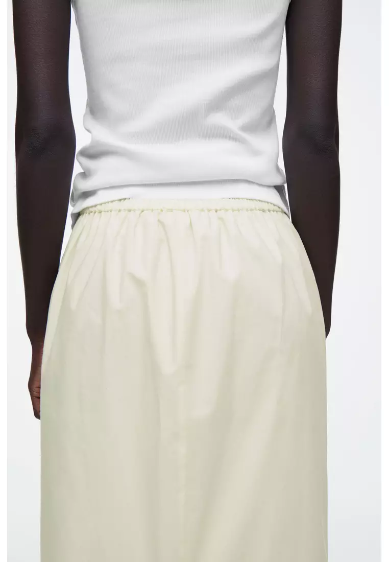 COTTON DRAWSTRING MIDI SKIRT