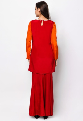 Buy Samhana Color Block Baju Kurung from LUXE by Ethnic Chic in Orange only 170
