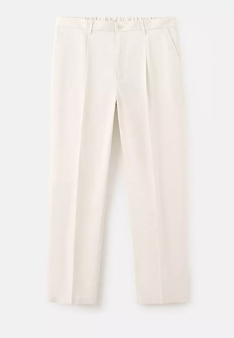 Regular-Fit Pleated Flowy Trousers