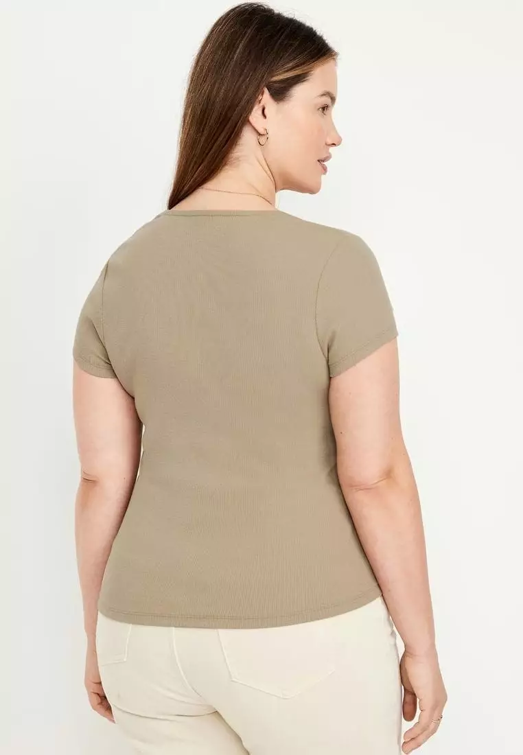 Ribbed Square-Neck T-Shirt