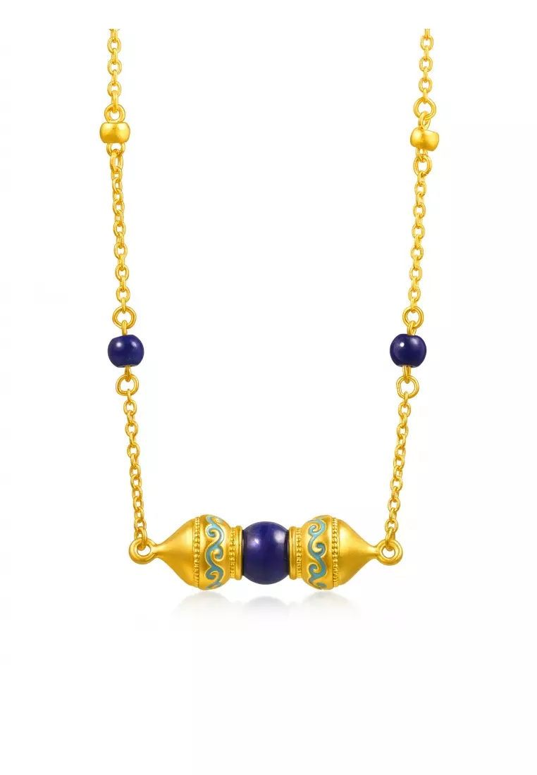 999 24K Solid Gold & Lapis Lazuli Necklace for Women 95613N