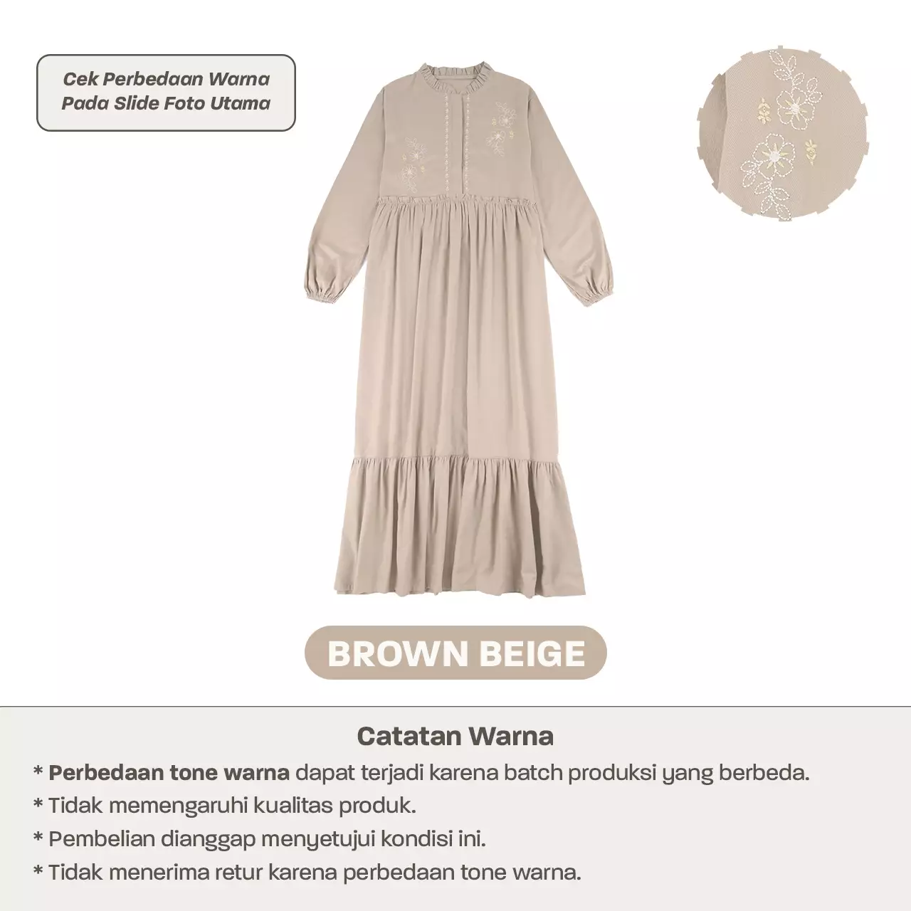 Mooi Dress Dewasa Raya Collection Sadiya Gamis Adult Basic Series 2026 - Brown Beige