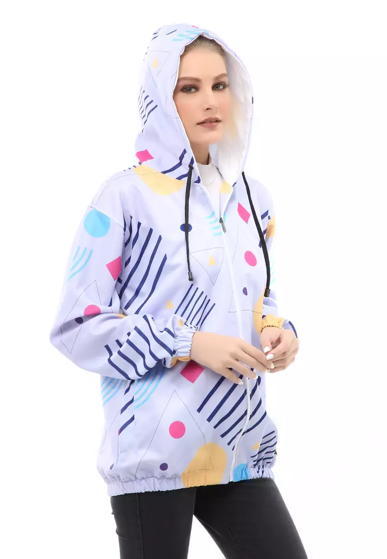 Hardwin Jacket Outer Wanita Jaket Hoodie Sepeda Segitiga Motive Material Parasut ORIGINAL - Lilac