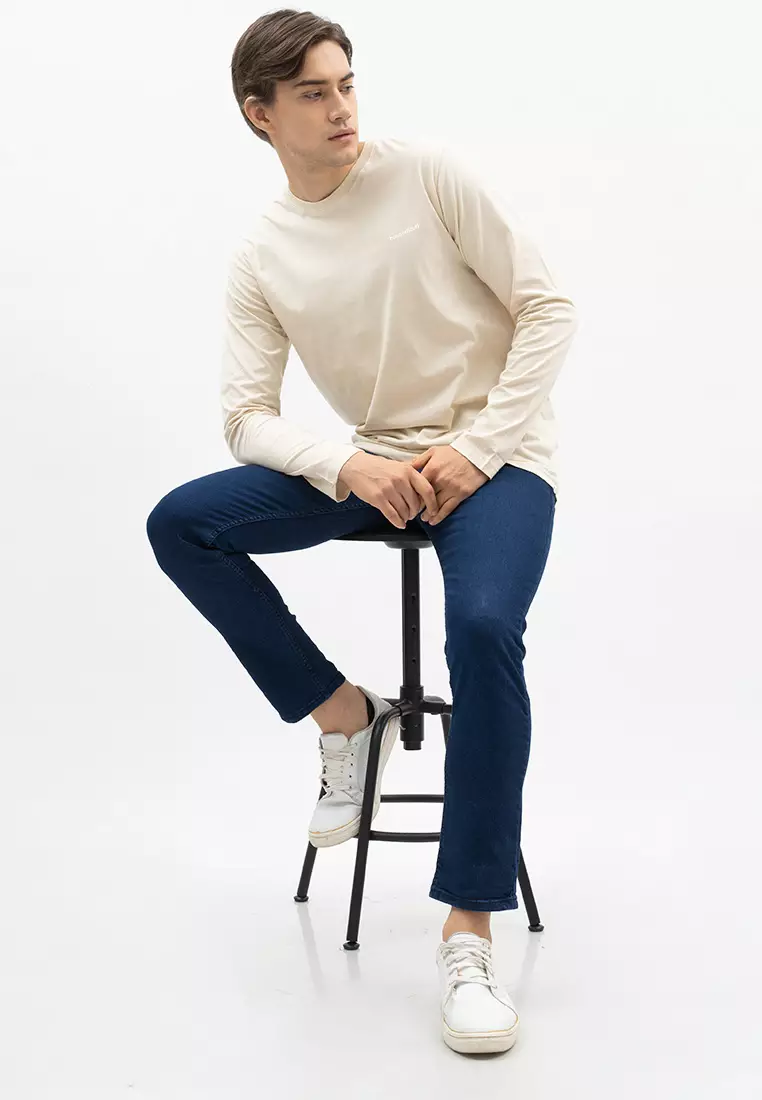 Houseofcuff Kaos Cotton Combed Lengan Panjang Pria Cream
