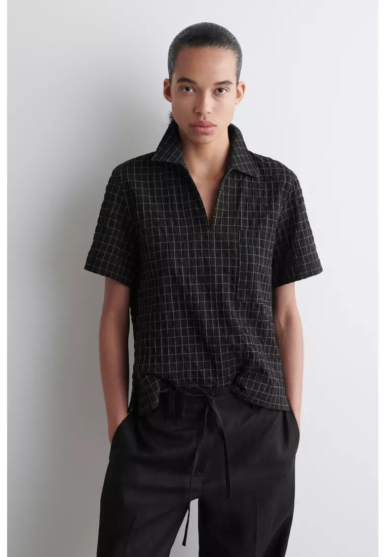 ★COOR★ Micro Checkered Open Collar Shirt Buy COS OPEN-COLLAR CHECKED COTTON SHIRT 2025 Online | ZALORA