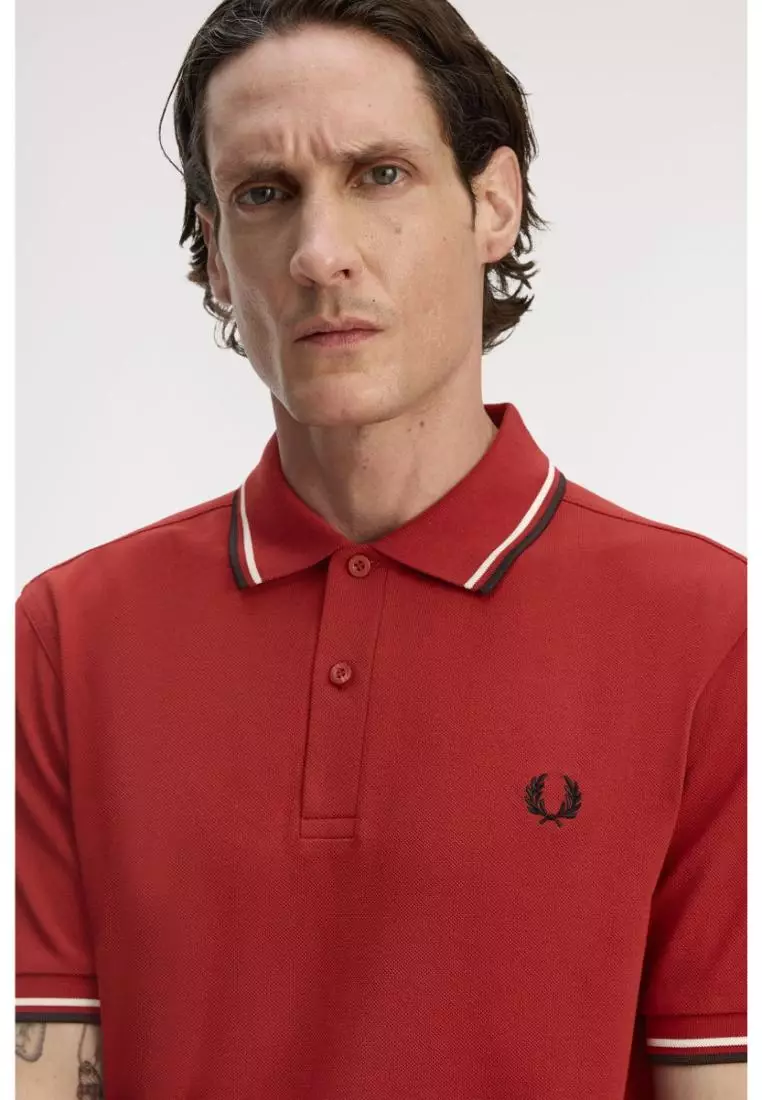 Fred Perry M3600 Twin Tipped Fred Perry Shirt (Burnt Red / Ecru / Black)