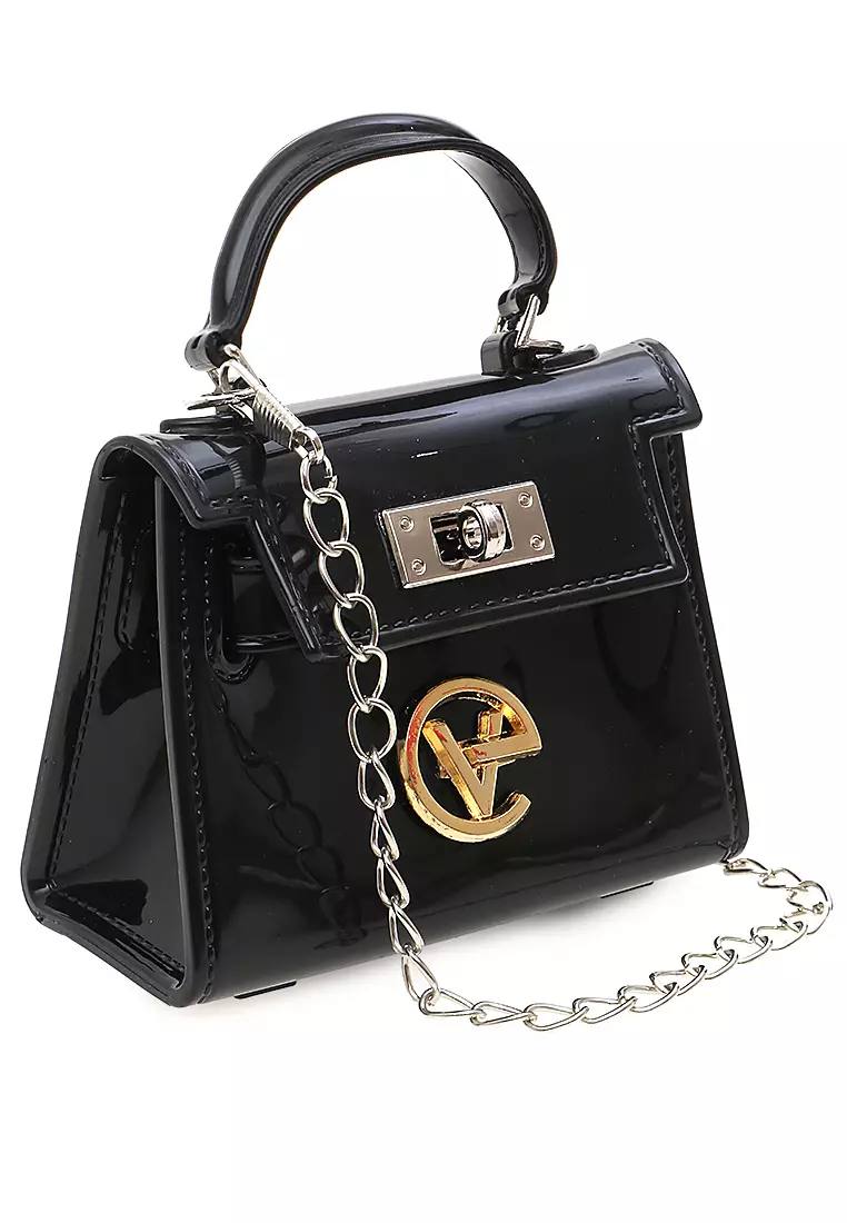 Tas Mini Tali Rantai Slingbags Jelly Design Elegant Wanita - Hitam