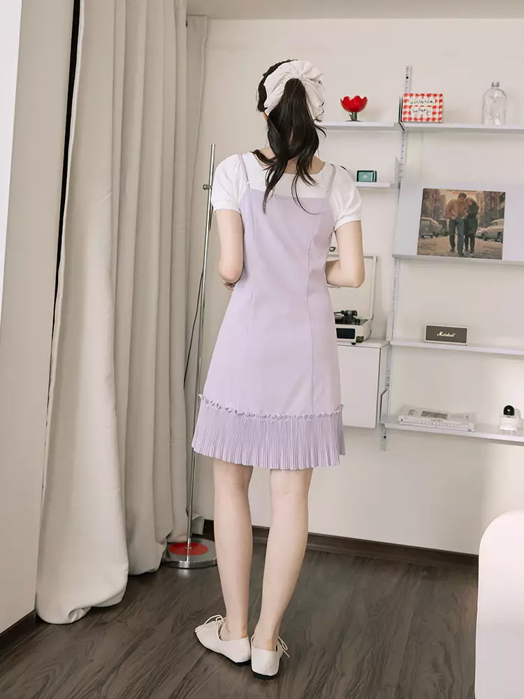 Buy OBSTYLE Textured Pleated Skirt Strapless Sleeveless Dress [DA9786] 2026  Online | ZALORA
