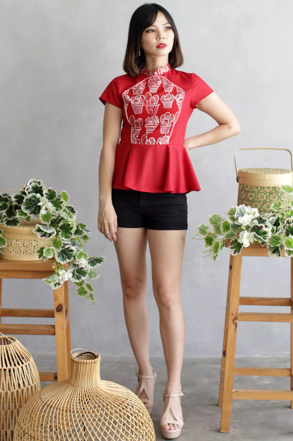 Mahadewi Red Cacti Batik Blouse
