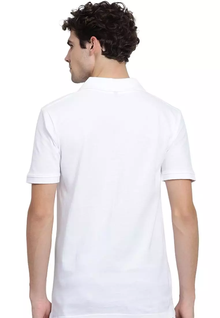 Mens Plain White QuirkyT Polo Neck Cotton Short Sleeve Collor Tee/Tshirt
