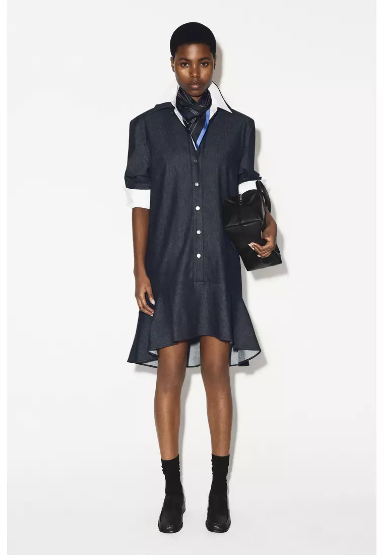 cos mini denim dress DENIM A-LINE MINI DRESS - BLUE