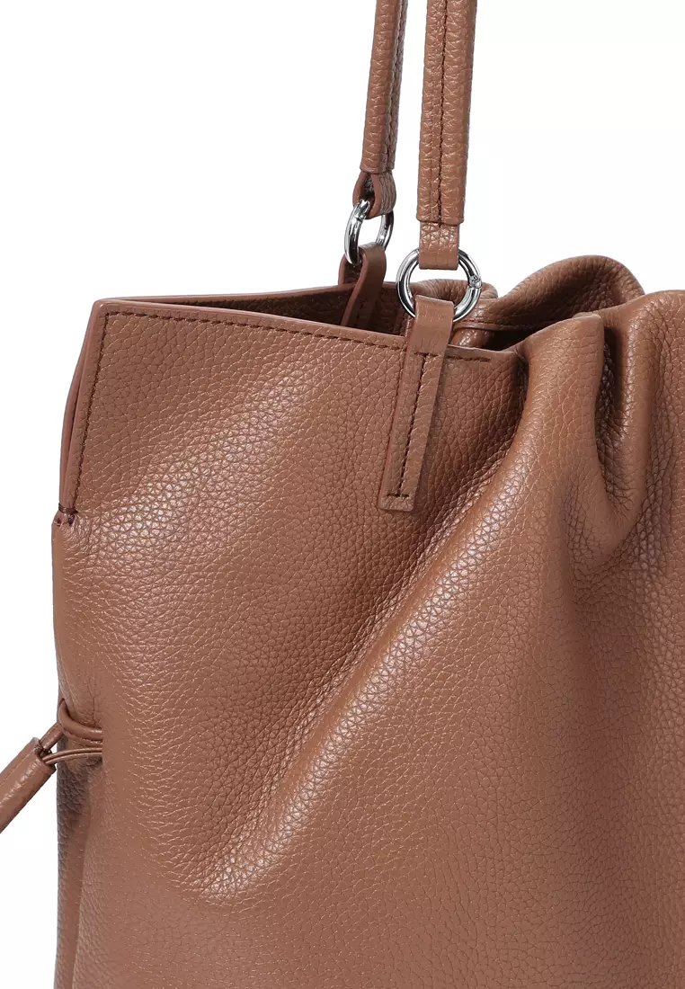 GEORGIANA Ruched Shoulder Bag - Caramel