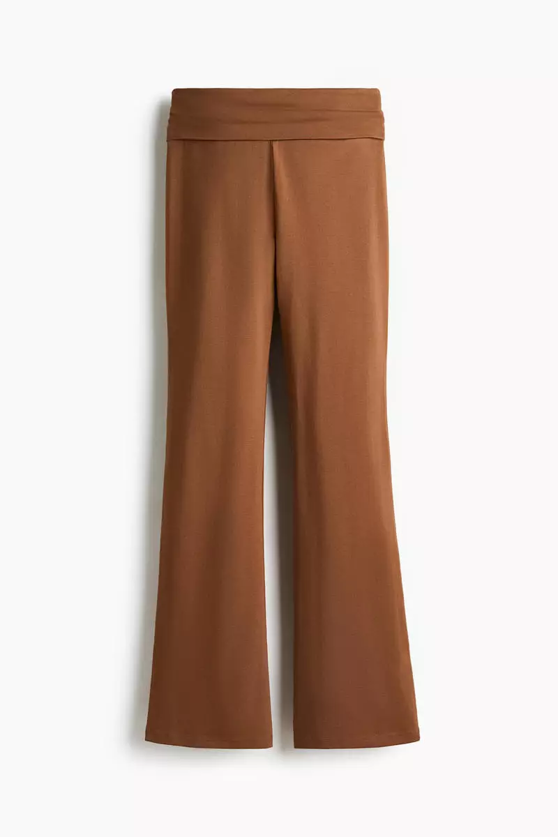 Foldover-waist cotton trousers