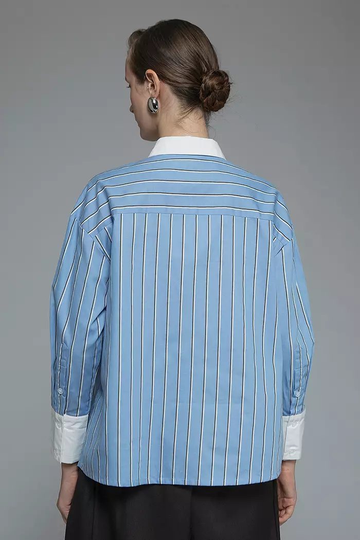 COTTONINK Studio - Atasan Kemeja Wanita Blue Striped Donen #StudioFallWinter25