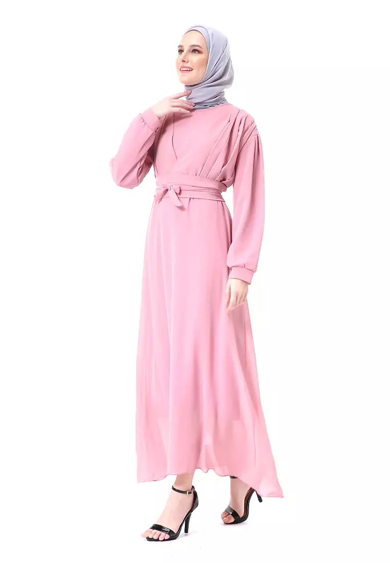 Alika Gamis Dress Long Sleeve Wanita Muslimah High Quality Premium - Dusty